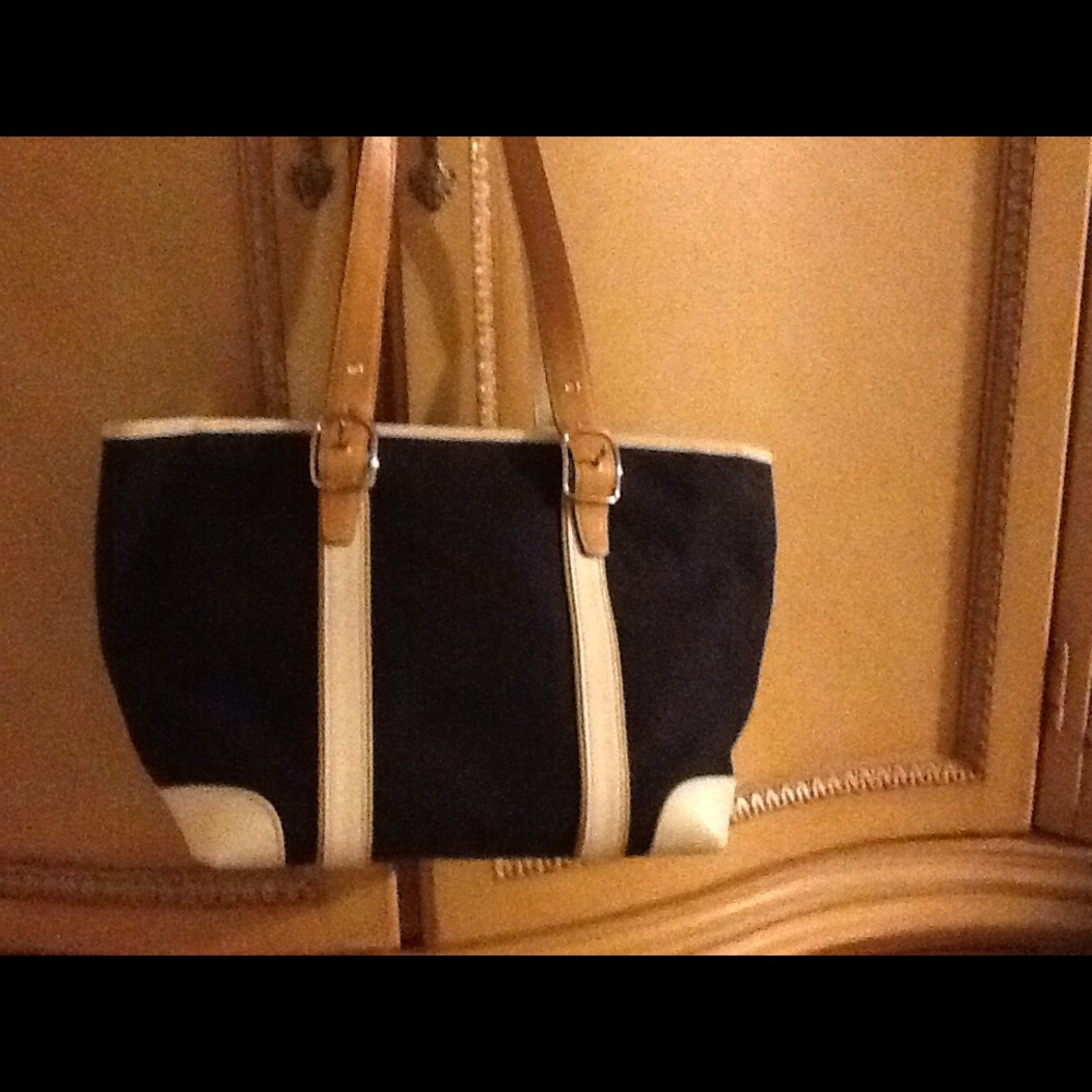 Coach Cream Tote Bag with Tan Straps